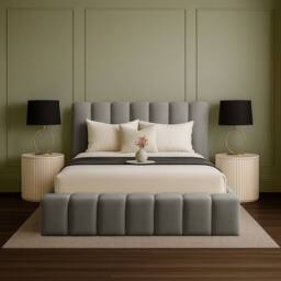 Desire Deco Plush Velvet Upholstered Daisy Bed Frame, Double King Super King in Grey - Size: Single - thumbnail 2