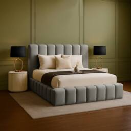 Desire Deco Plush Velvet Upholstered Daisy Bed Frame, Double King Super King in Grey - Size: Single