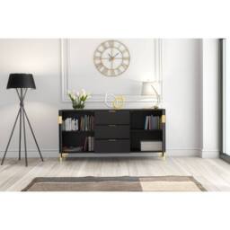 Creative Furniture Tide Crest Sideboard 140cm - Black & Gold - thumbnail 6