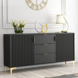 Creative Furniture Tide Crest Sideboard 140cm - Black & Gold - thumbnail 4