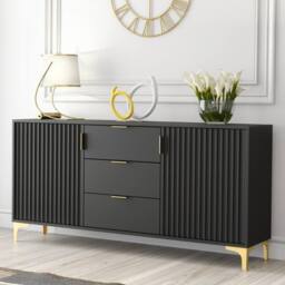 Creative Furniture Tide Crest Sideboard 140cm - Black & Gold - thumbnail 9