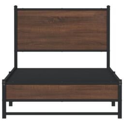 Berkfield Home Metal Bed Frame without Mattress Brown Oak 75x190 cm Small Single - thumbnail 5