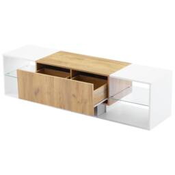 Merax Modern White & Oak Effect LED TV Stand for TVs up to 70 Inch - thumbnail 9