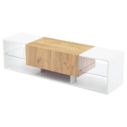 Merax Modern White & Oak Effect LED TV Stand for TVs up to 70 Inch - thumbnail 8