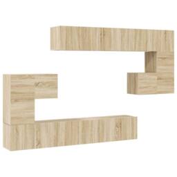 Berkfield Home Modern 10 Piece TV Cabinet Set Sonoma Oak Engineered Wood in Light Brown - thumbnail 3