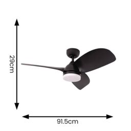 "ValueLights Matte Black 36"" 3 Blade Ceiling Light Fan with Remote Control" - thumbnail 5