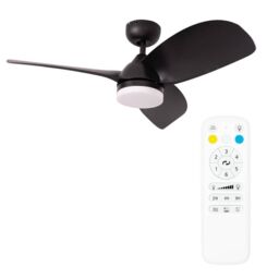 "ValueLights Matte Black 36"" 3 Blade Ceiling Light Fan with Remote Control" - thumbnail 2