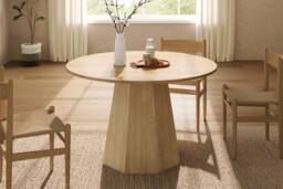 BTM 120cm Round Dining Table 4-6 Seater Scandinavian Oak in Natural - thumbnail 7