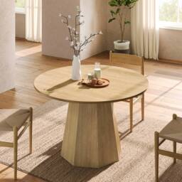 BTM 120cm Round Dining Table 4-6 Seater Scandinavian Oak in Natural - thumbnail 2