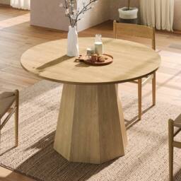 BTM 120cm Round Dining Table 4-6 Seater Scandinavian Oak in Natural - thumbnail 1