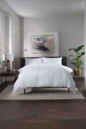 The Lyndon Company Square Up Grid 100% Cotton Tufted Supersoft Duvet Cover Set - Deyongs 1846 in White - Size: Single - thumbnail 1