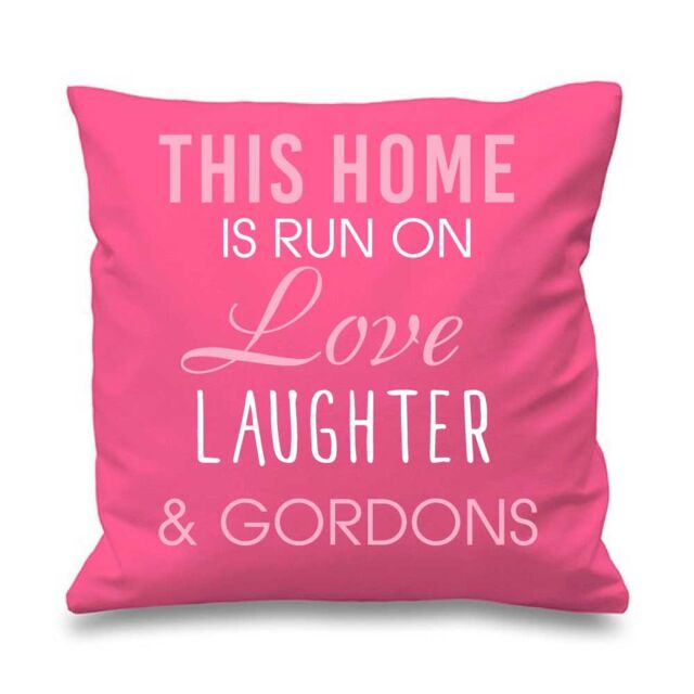 "60 SECOND MAKEOVER Pink Cushion Cover This Home Is Run By Love Laughter & Gordons 16"" x 16"" Mum Friend Gift Decorative Cushion Home"