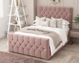 "Bed Choices Florida Upholstered Bed Frame 70"" Bed Frame in Pink - Size: King" - thumbnail 1