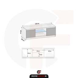 Creative Furniture Aura TV Unit 120cm - White with Gloss Doors + LED Lights - thumbnail 4
