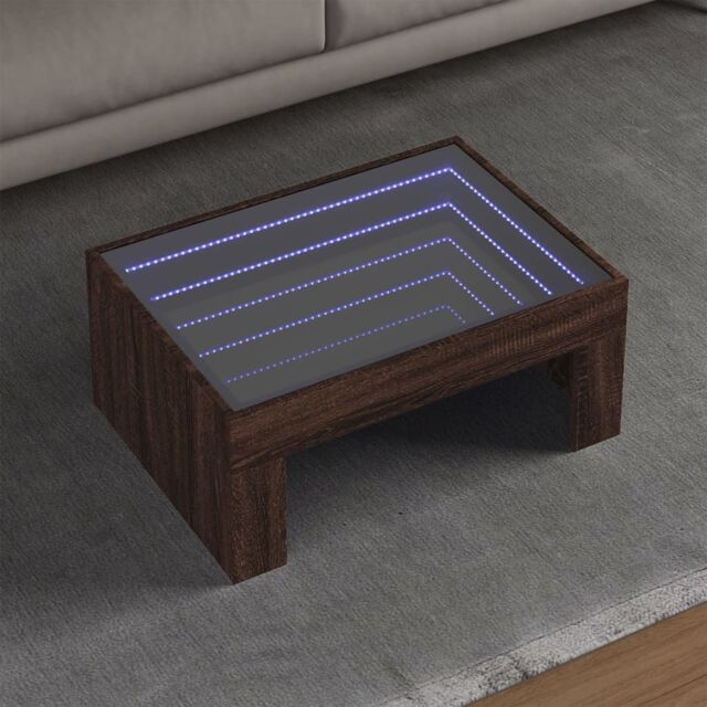 Berkfield Home Coffee Table with Infinity LED Brown Oak 70x50x30 cm - Size: 70 x 50 x 30 cm - image 1