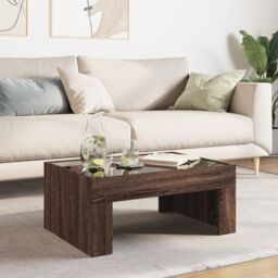 Berkfield Home Coffee Table with Infinity LED Brown Oak 70x50x30 cm - Size: 70 x 50 x 30 cm - thumbnail 4