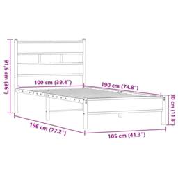 Berkfield Home Elegant Bed Frame without Mattress Brown Oak 100x190 cm Engineere - thumbnail 9