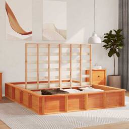 Berkfield Home Modern Bed Frame with Lift-up Storage, Wax Brown, 150 x 200 cm, S in Brown - Size: 150 x 200 cm - thumbnail 4
