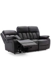 More4Homes Chester Electric Recliner Bonded Leather 1+2+3 Seater Sofa Set in Black - thumbnail 3