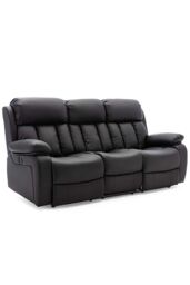 More4Homes Chester Electric Recliner Bonded Leather 1+2+3 Seater Sofa Set in Black - thumbnail 2