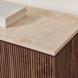 FurnitureboxUK Penrose Walnut & Cream Marble Effect 3 Door Large Sideboard - thumbnail 6