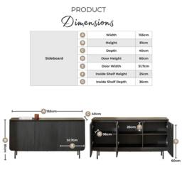 FurnitureboxUK Penrose Walnut & Cream Marble Effect 3 Door Large Sideboard - thumbnail 8
