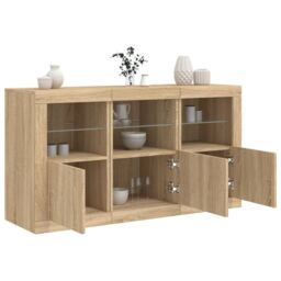 Berkfield Home Sideboard with LED Lights Sonoma Oak 123x37x67 cm in Brown - Size: 123 x 37 x 67 cm - thumbnail 1