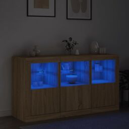 Berkfield Home Sideboard with LED Lights Sonoma Oak 123x37x67 cm in Brown - Size: 123 x 37 x 67 cm - thumbnail 4