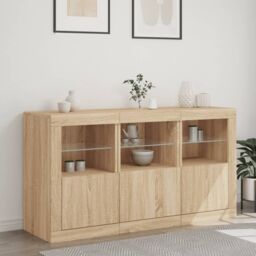 Berkfield Home Sideboard with LED Lights Sonoma Oak 123x37x67 cm in Brown - Size: 123 x 37 x 67 cm - thumbnail 3