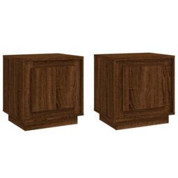 Berkfield Home Bedside Cabinets 2 pcs Brown Oak 44x35x45 cm Engineered Wood - Size: 44 x 35 x 45 cm - thumbnail 2