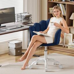 Havendro Office Chair, Height Swivel Chair, Chenille Vanity Chair Blue - thumbnail 3
