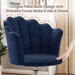 Havendro Office Chair, Height Swivel Chair, Chenille Vanity Chair Blue - thumbnail 4