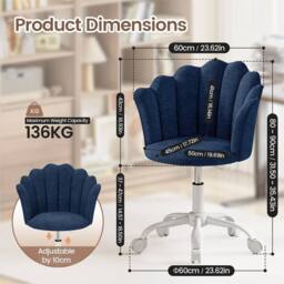 Havendro Office Chair, Height Swivel Chair, Chenille Vanity Chair Blue - thumbnail 2