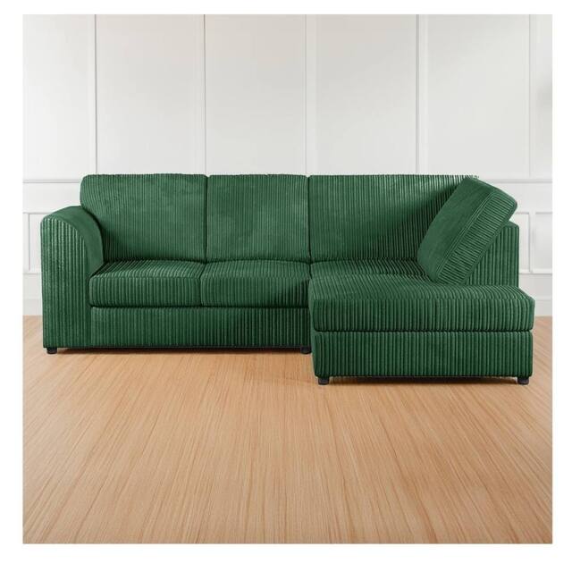 Furniture 786 Hannah Jumbo Cord Full Back 4 Seater Right Hand Facing Corner Sofa in Green - image 1