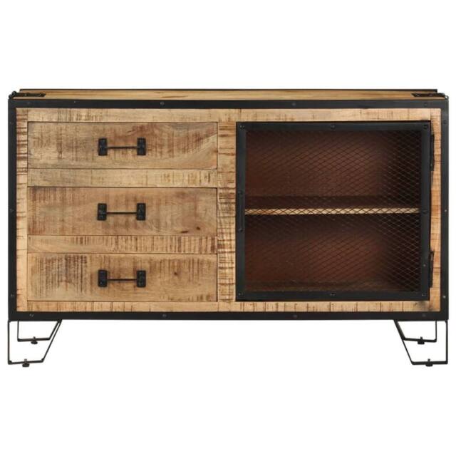 Berkfield Home Sideboard 100x31x60 cm Solid Rough Mango Wood in Brown - Size: 100 x 31 x 60 cm - image 1