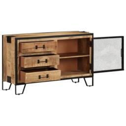 Berkfield Home Sideboard 100x31x60 cm Solid Rough Mango Wood in Brown - Size: 100 x 31 x 60 cm - thumbnail 4
