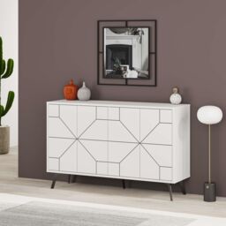 Decortie 4-Doors Push-to-open Doors Sideboard 'Dune' with Metal Legs 123cm in White - Size: 2 Pack - thumbnail 4