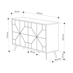Decortie 4-Doors Push-to-open Doors Sideboard 'Dune' with Metal Legs 123cm in White - Size: 2 Pack - thumbnail 5