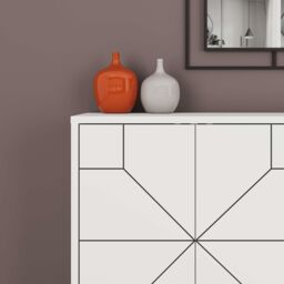 Decortie 4-Doors Push-to-open Doors Sideboard 'Dune' with Metal Legs 123cm in White - Size: 2 Pack - thumbnail 6