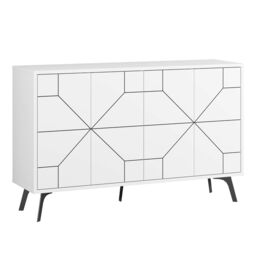 Decortie 4-Doors Push-to-open Doors Sideboard 'Dune' with Metal Legs 123cm in White - Size: 2 Pack - thumbnail 2