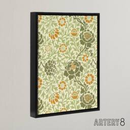 "Artery8 Grafton 1883 Floral Motif Framed Canvas Wall Art Print William Morris in Green - Size: W12"" x H16""" - thumbnail 2
