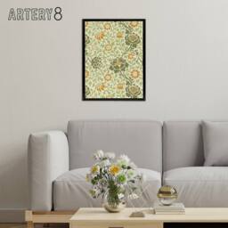 "Artery8 Grafton 1883 Floral Motif Framed Canvas Wall Art Print William Morris in Green - Size: W12"" x H16""" - thumbnail 3