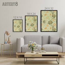 "Artery8 Grafton 1883 Floral Motif Framed Canvas Wall Art Print William Morris in Green - Size: W12"" x H16""" - thumbnail 4