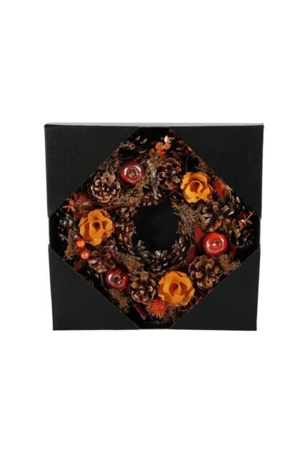 KDMD Autumn Wreath with FlowersApples & Cones 30cm - image 1