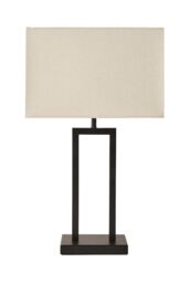 ValueLights Gloria Double Stem Metal Table Lamp with Rectangular Lamp Shade in Black - thumbnail 6