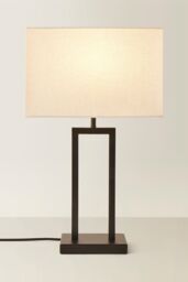 ValueLights Gloria Double Stem Metal Table Lamp with Rectangular Lamp Shade in Black - thumbnail 3