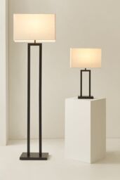 ValueLights Gloria Double Stem Metal Table Lamp with Rectangular Lamp Shade in Black - thumbnail 8