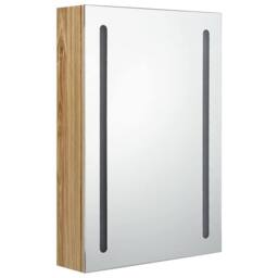 Berkfield Home LED Bathroom Mirror Cabinet Oak 50x13x70 cm in Brown - Size: 50 x 13 x 70 cm - thumbnail 1