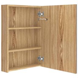 Berkfield Home LED Bathroom Mirror Cabinet Oak 50x13x70 cm in Brown - Size: 50 x 13 x 70 cm - thumbnail 5