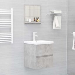 Berkfield Home Bathroom Mirror Concrete Grey 40x10.5x37 cm Engineered Wood - thumbnail 6